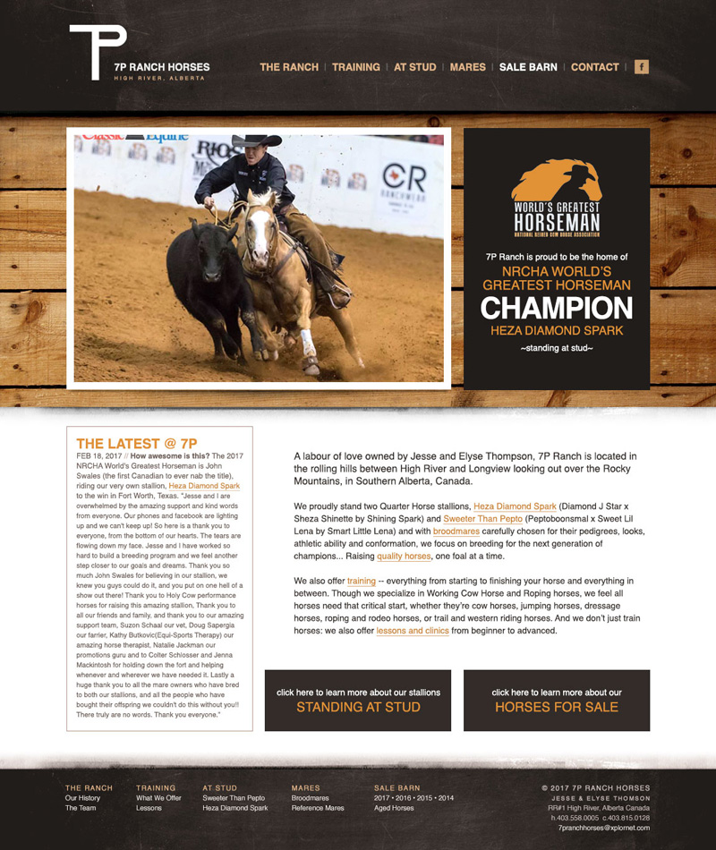 7P Ranch Horses website