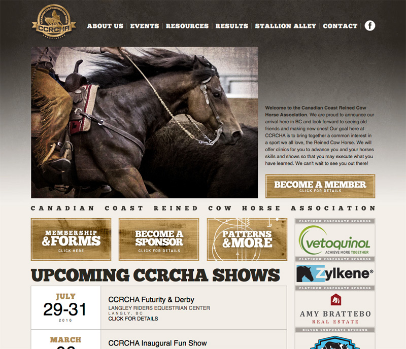 Canadian Coast Reinied Cow Horse Association (CCRCHA) website