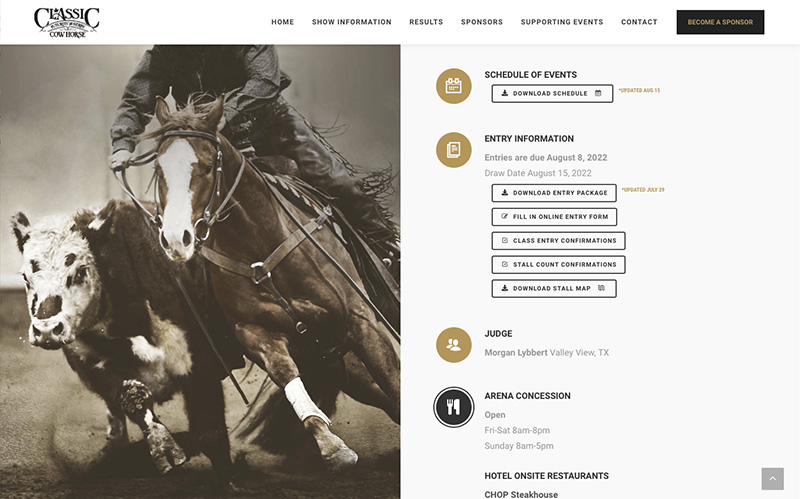 Classic Cow Horse Futurity & Derby website
