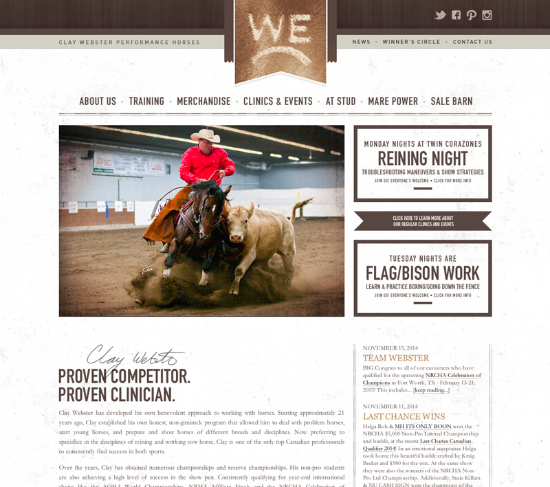 Clay Webster Performance Horses website