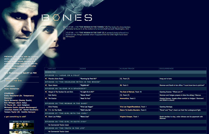 Bones (FOX TV) fansite