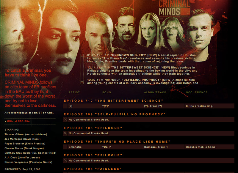 Criminal Minds (CBS TV) fansite