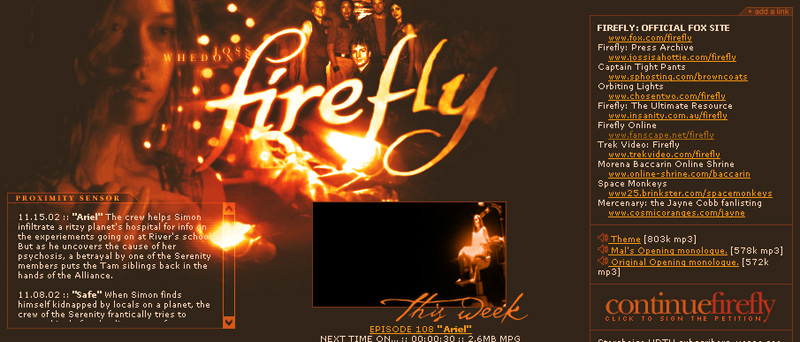 Firefly (FOX TV) fansite