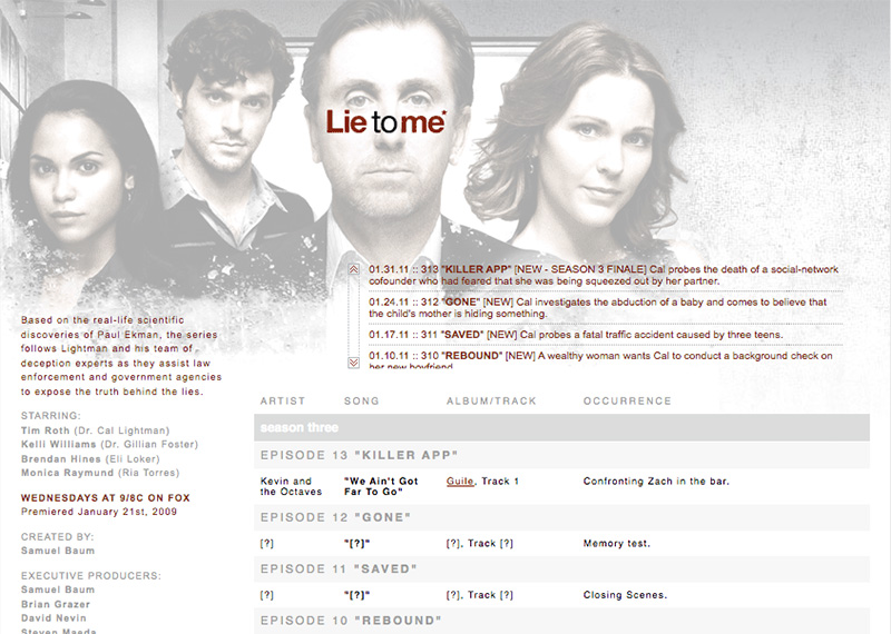 Lie to Me (FOX TV) fansite