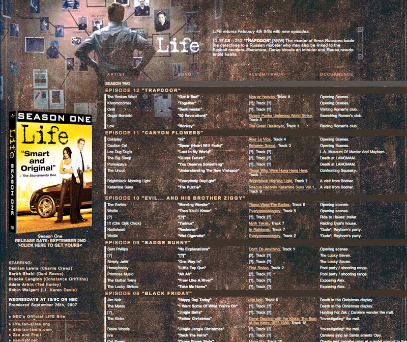 Life (NBC TV) fansite