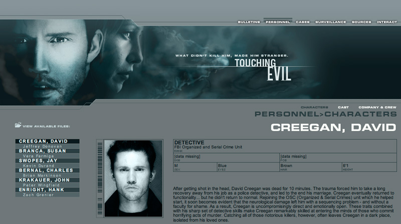 Touching Evil (USA TV) fansite