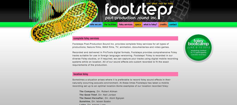 Footsteps Post-Production Sound Inc. website