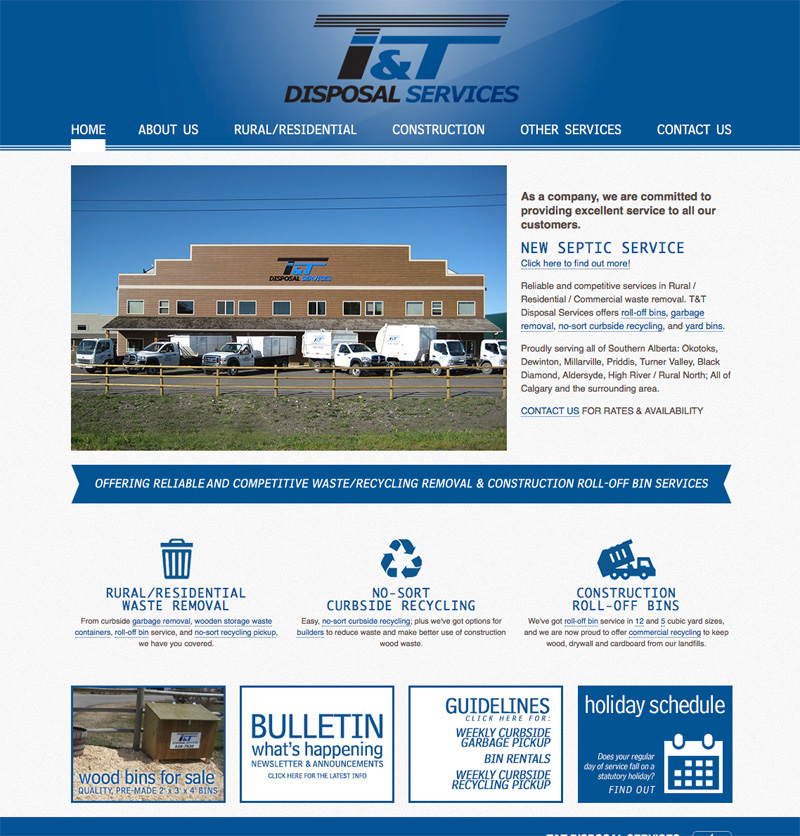 T&T Disposal Services website