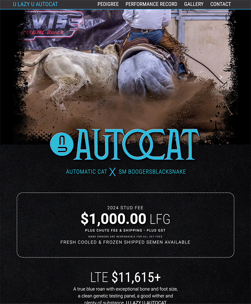 U Lazy U Autocat stallion website